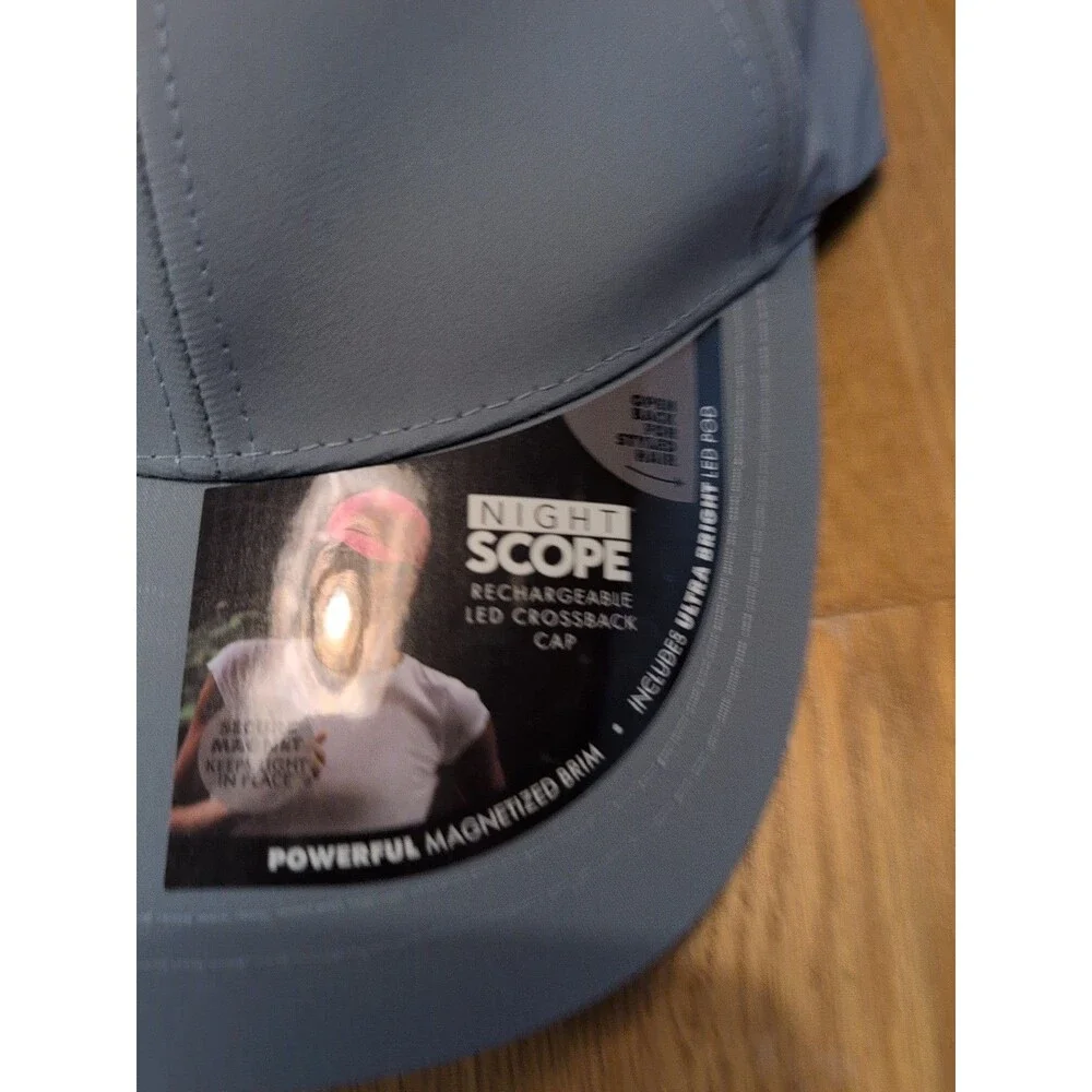 NEW Night Scope LED Light Women's Ponytail Hat Cap GRAY Rechargeable Adjustable